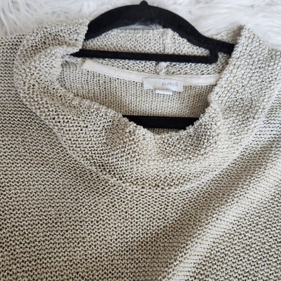 J.‎ Jill Pure Jill Size Large Beige Open-Knit Sweater Cowl Neck 3/4 Sleeve Beach - Picture 11 of 12